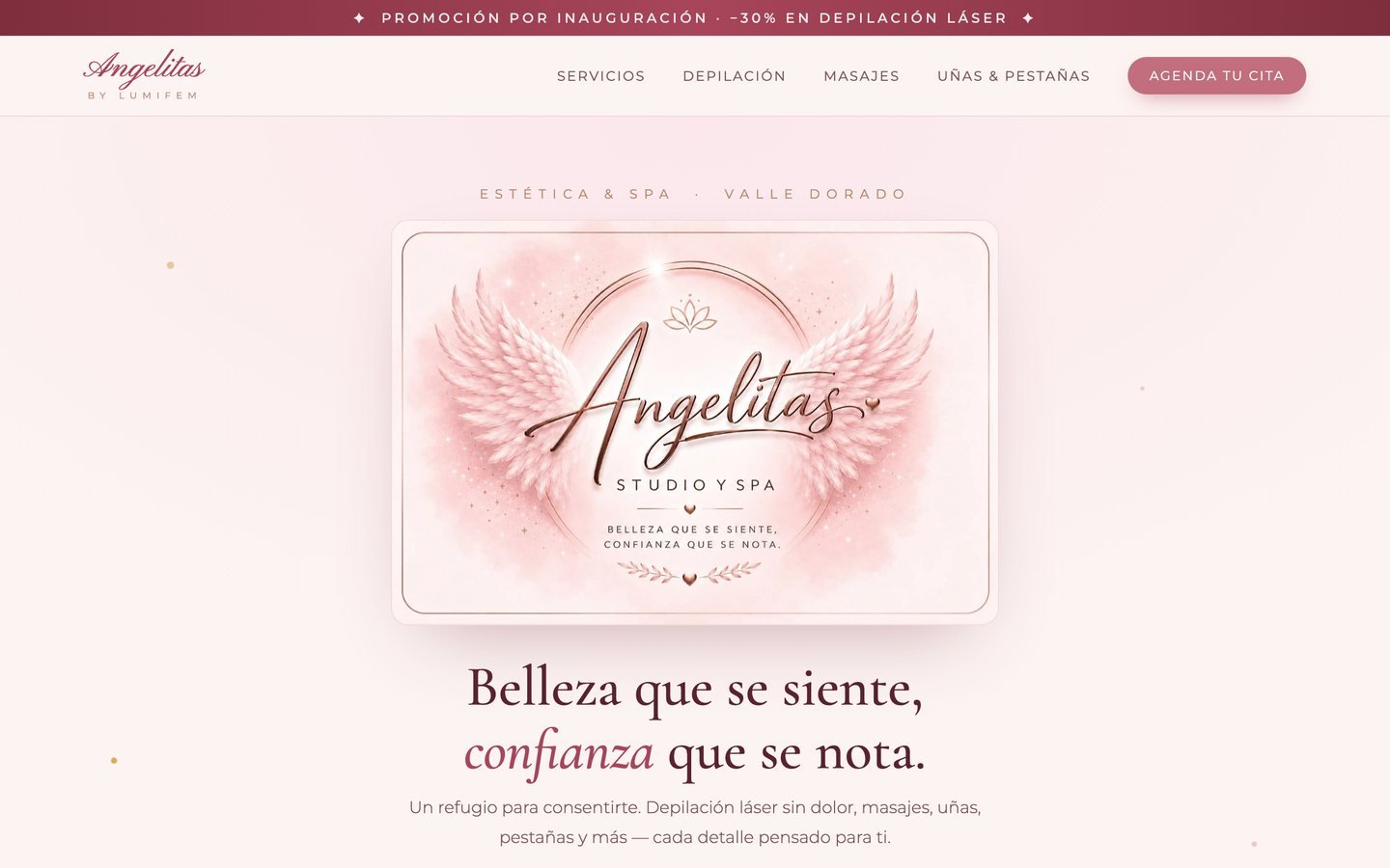 Sitio web de Angelitas Studio y Spa