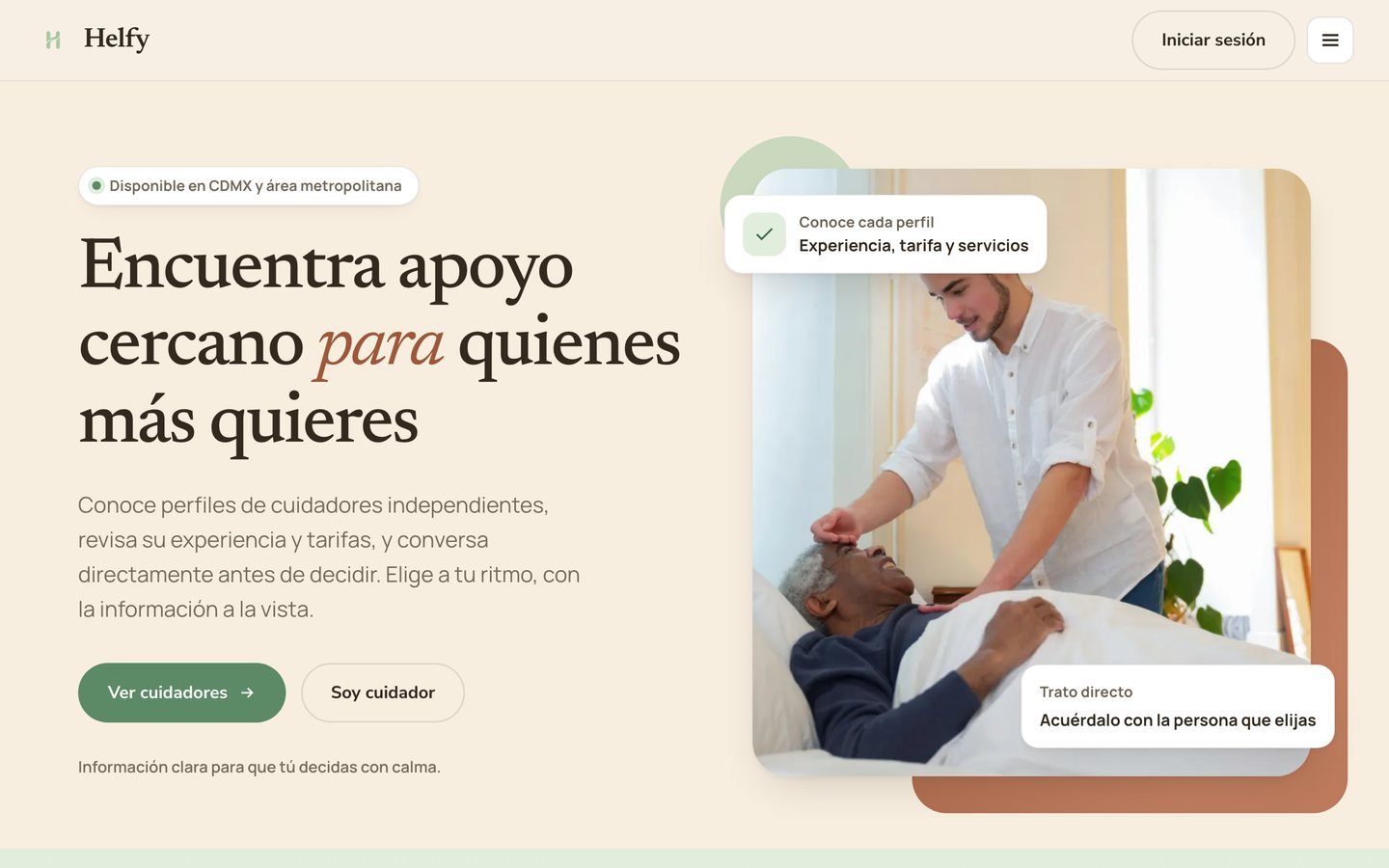 Interfaz web de Helfy en helfy.com.mx